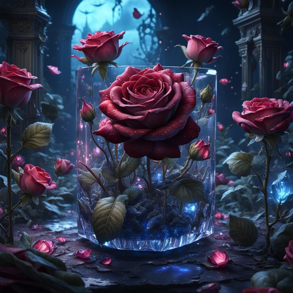 Night Roses in Crystal Clear: Matte Painting