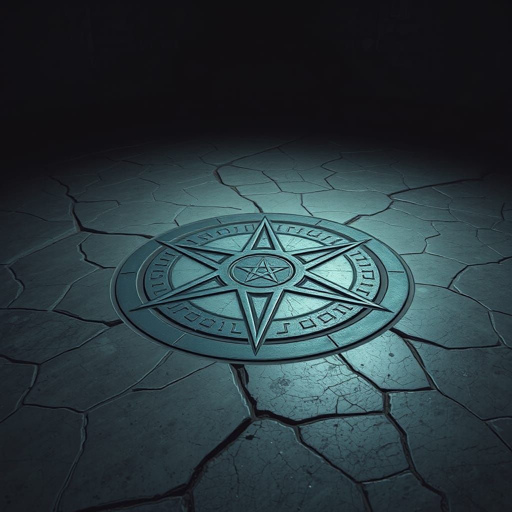 Dystopian Pentagram: Gothic Engraving in Stone