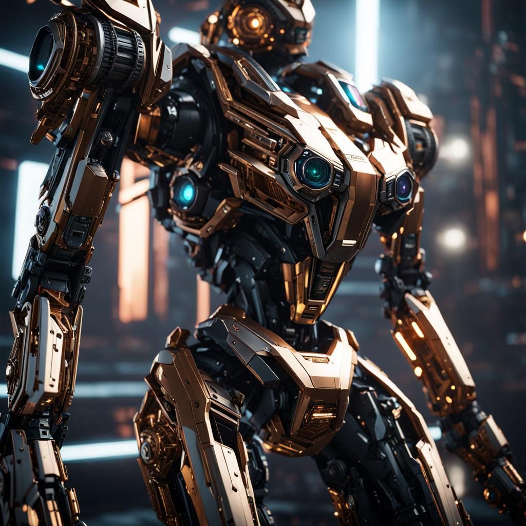 Futuristic Sci-Fi Mech in Polished Metal