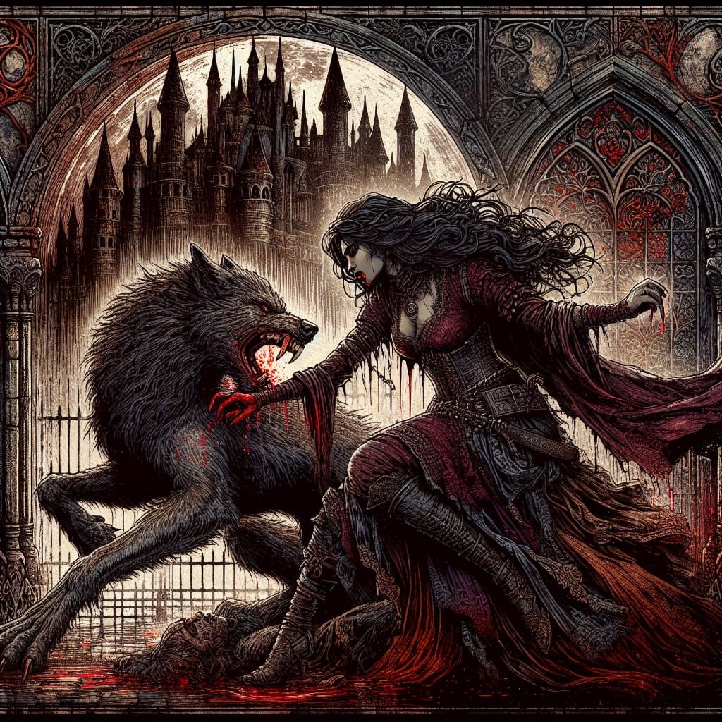 Vampire Versus Werewolf in Dystopian Medieval Battle
