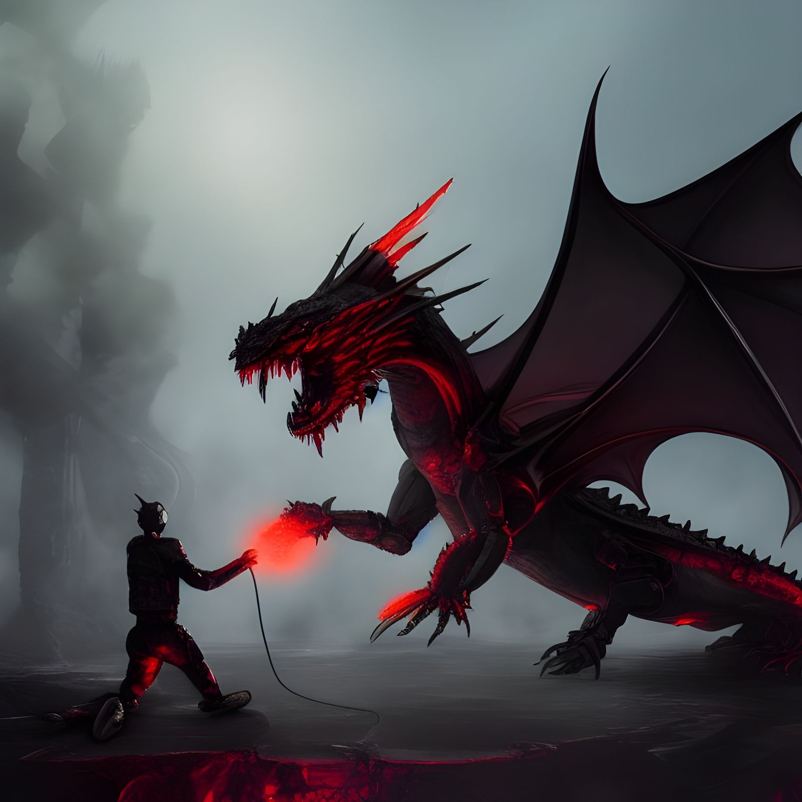 Robot Versus Dragon in Hellscape