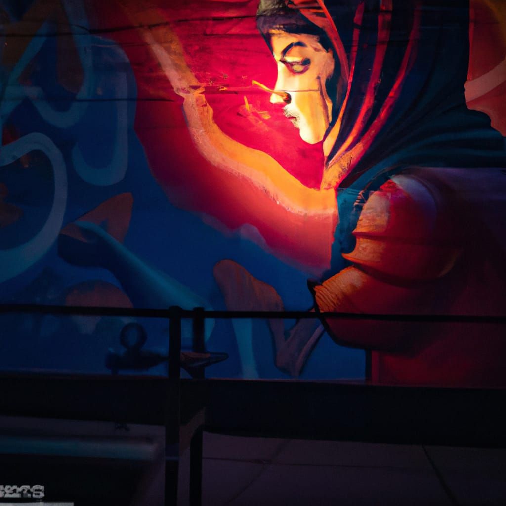 Surreal Mural: Woman Reaching into Painted World