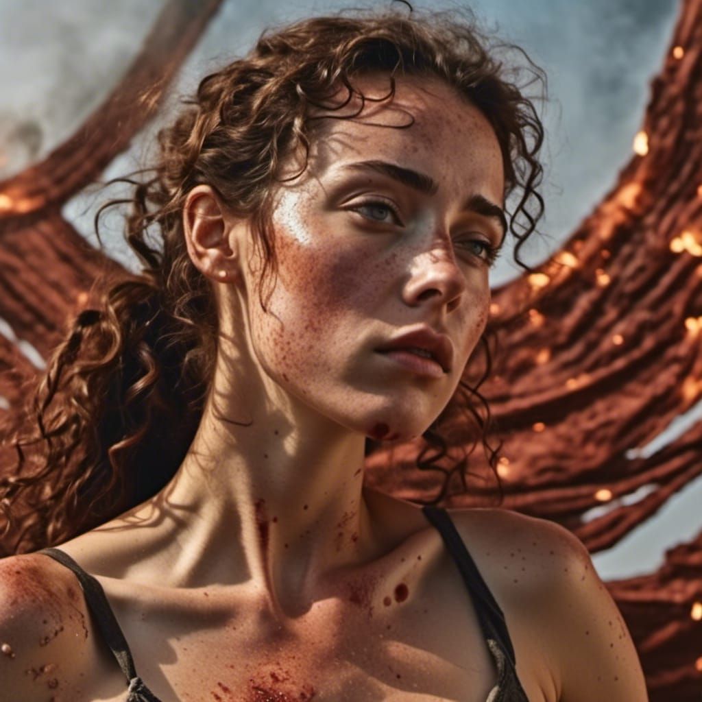 Ariadne Emerges From Fire: Hyperrealistic Portrait