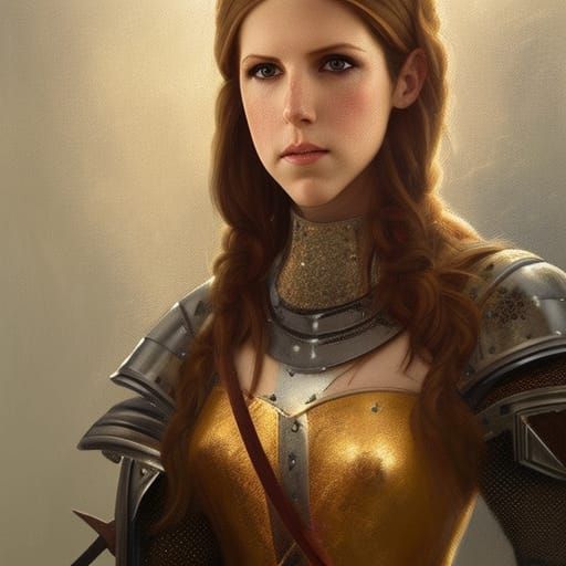 Anna Kendrick as Medieval Knight, Detailed Portrait