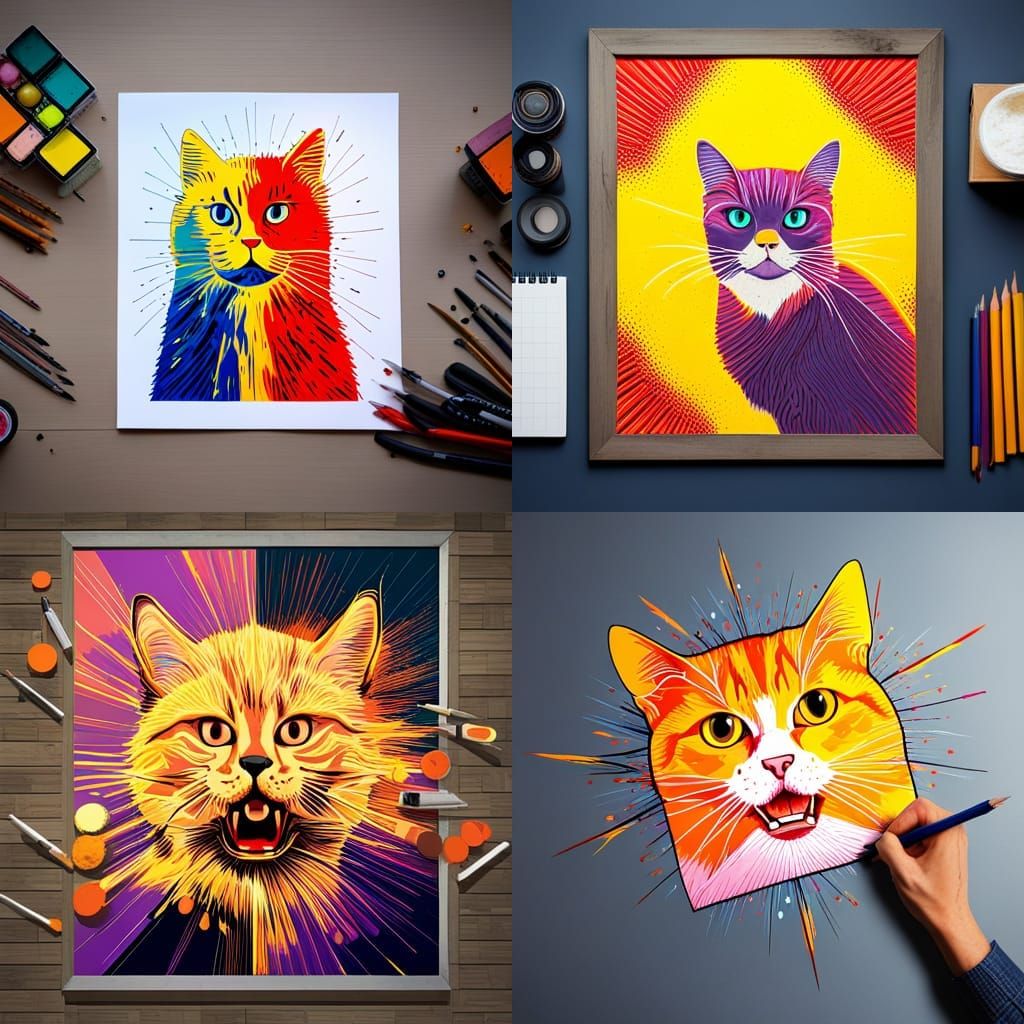 Exploding Cat Pop Art in 8K Resolution