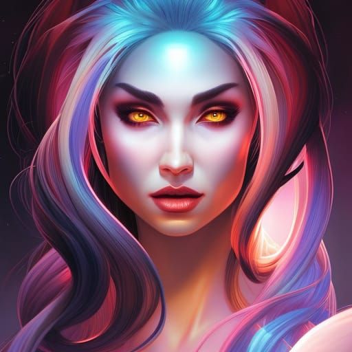 Friendly Monster Girl Portrait in Comic Book Style