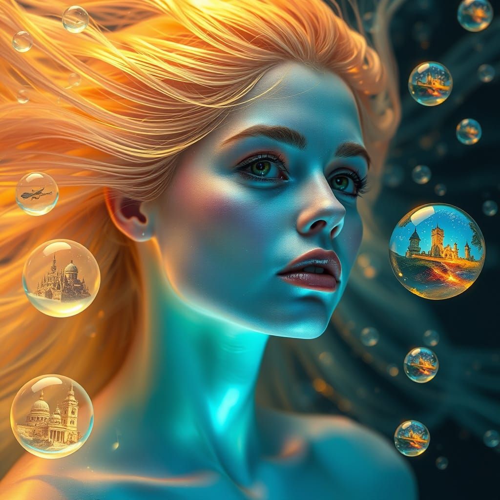 Woman Transforms to Liquid Light with Magical Realms