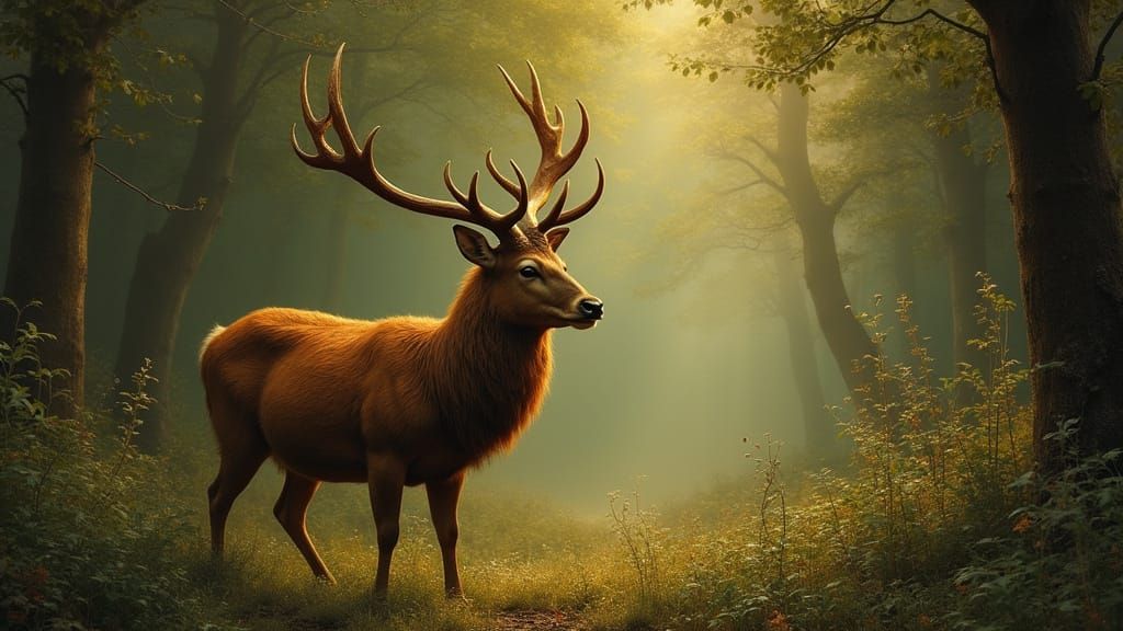 Sambar Deer in the Style of Waterhouse