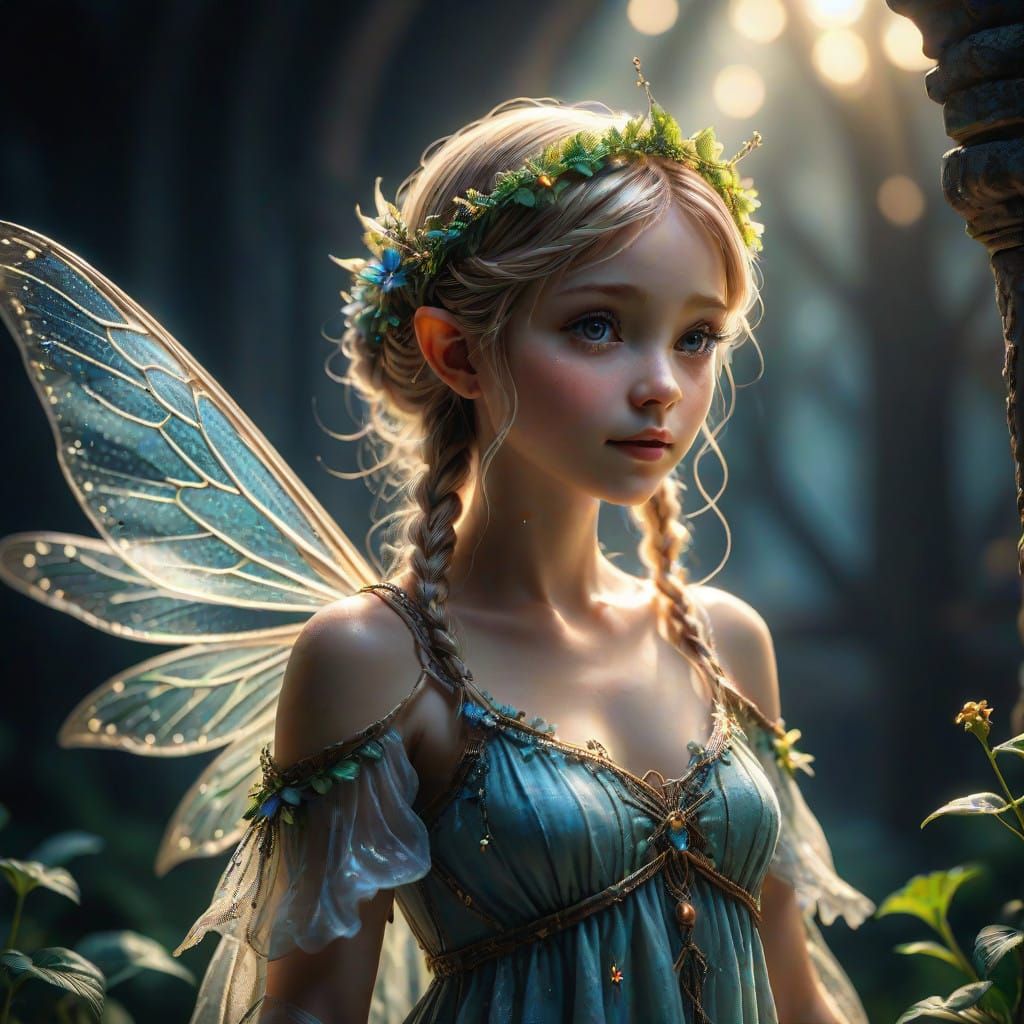 Hyperrealistic Fairy in Ethereal Light