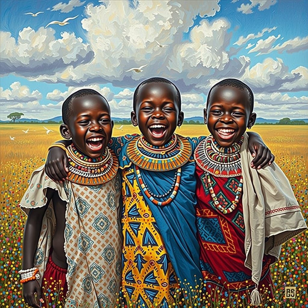Joyful African Children Laughing Together
