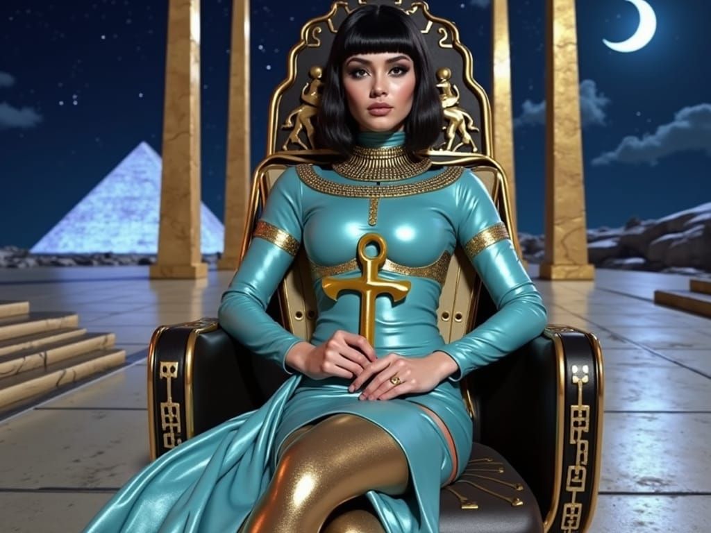 Golden Obelisks Piercing a Vibrant Teal and Amber Sky in a F...