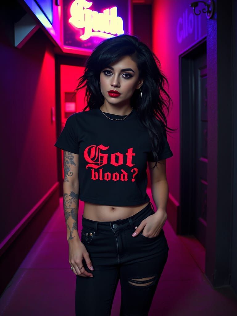 Punk Goth Woman in Stockholm Alleyway