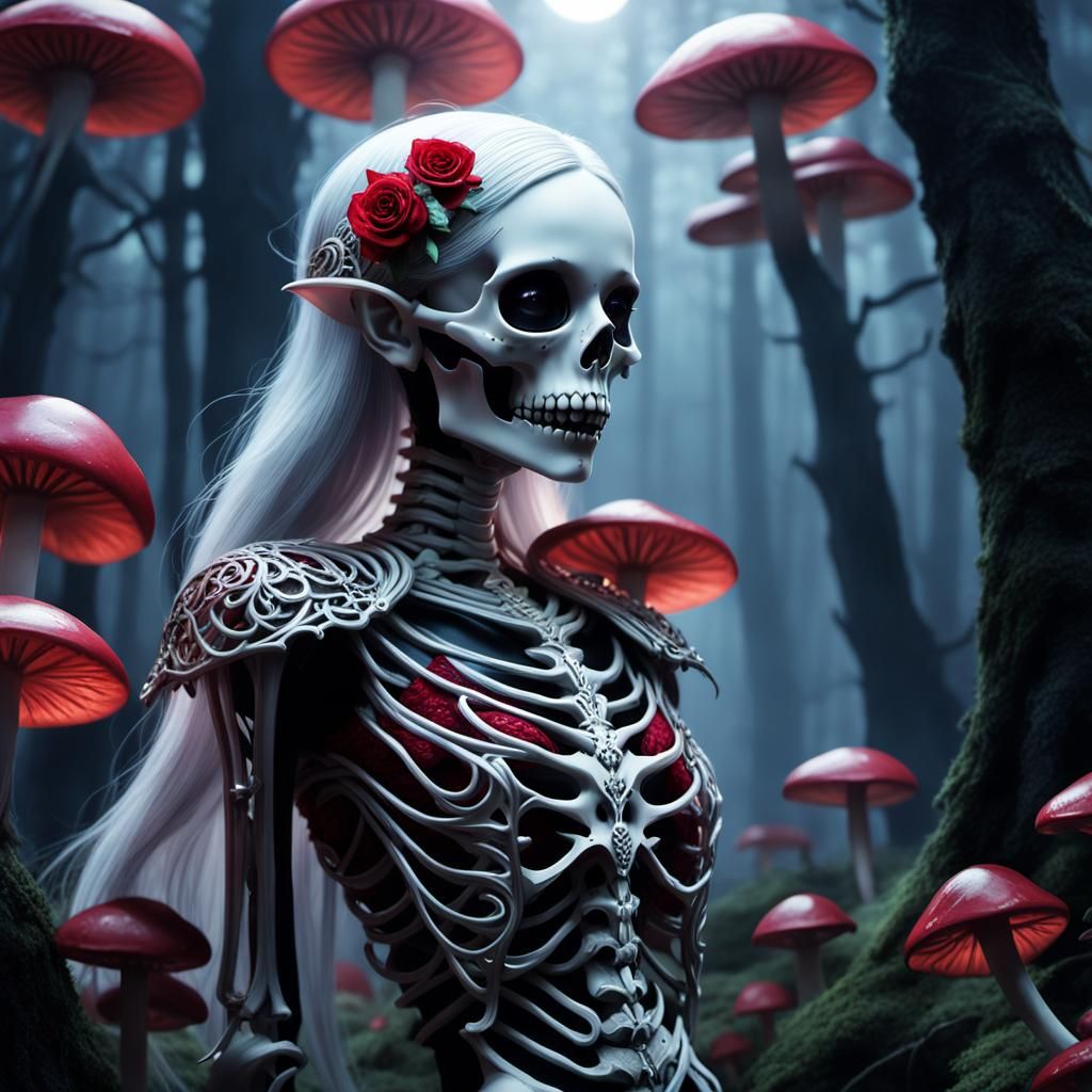 Pixi Vampire Goddess Elf Skeleton in Anime Style