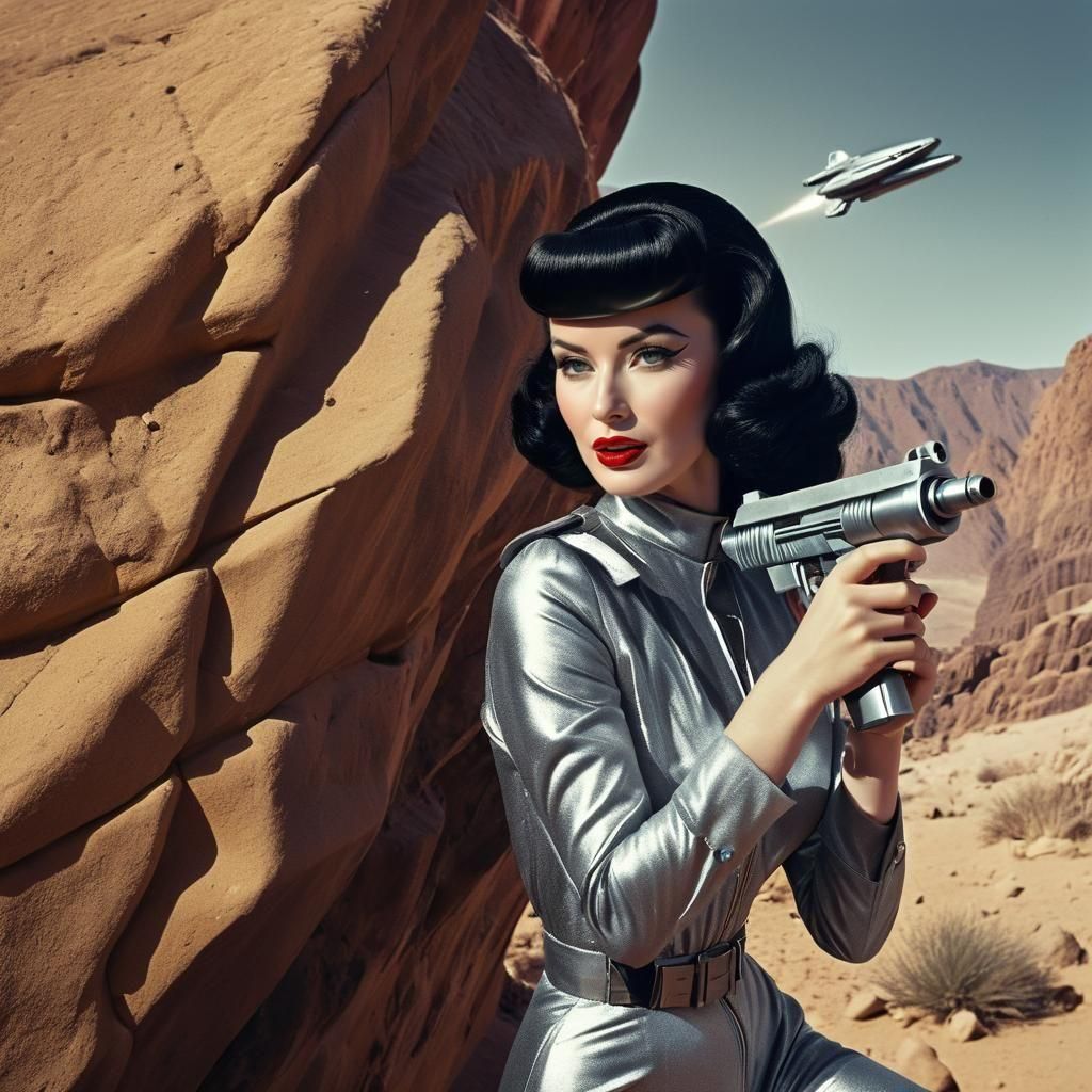 Retro Sci-Fi Desert Adventure with Raygun