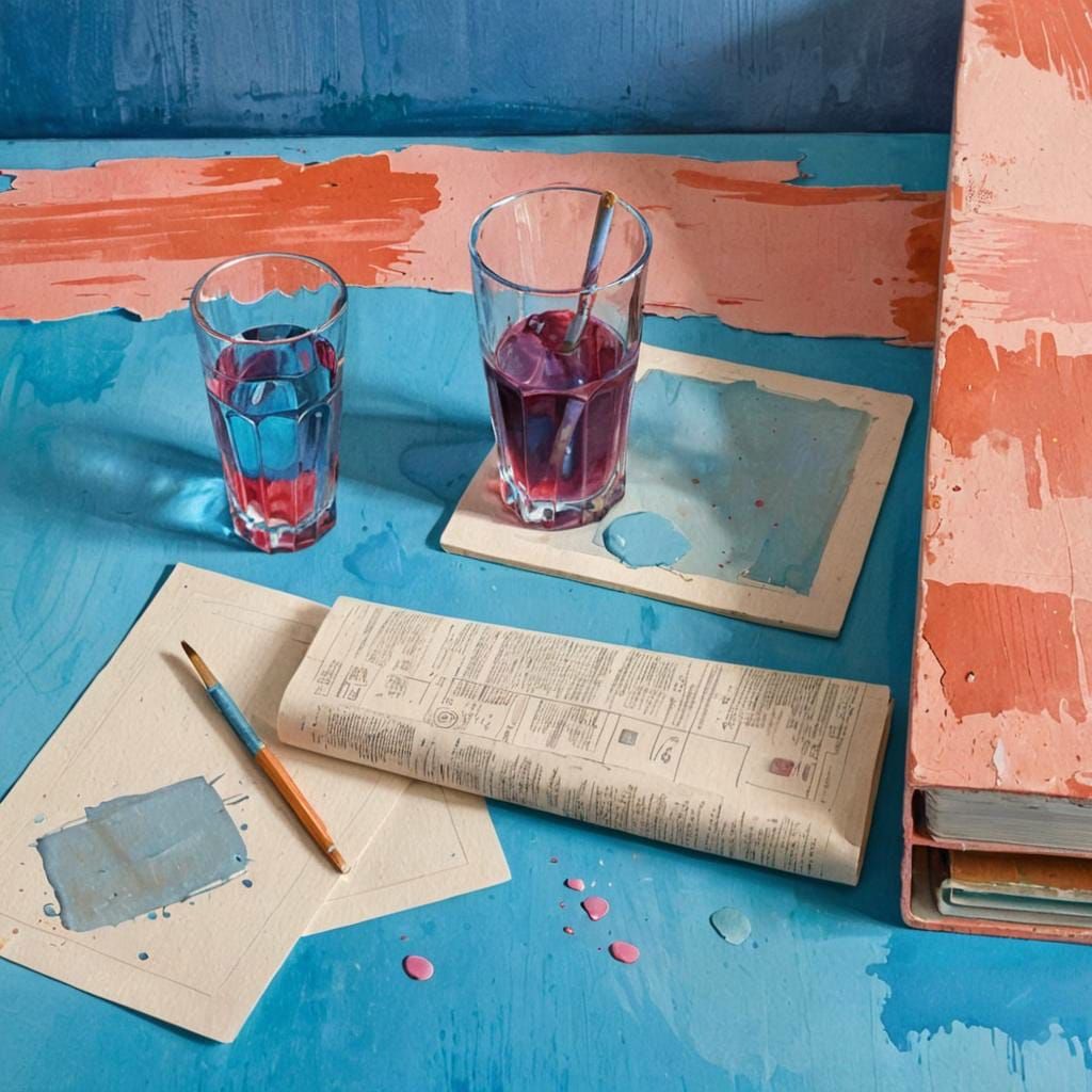 Still Life with Outsider Art in Cartoon Style