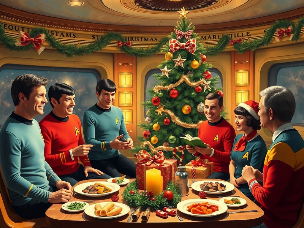 Star Trek Crew Celebrates Christmas in Retro-Futuristic Styl...