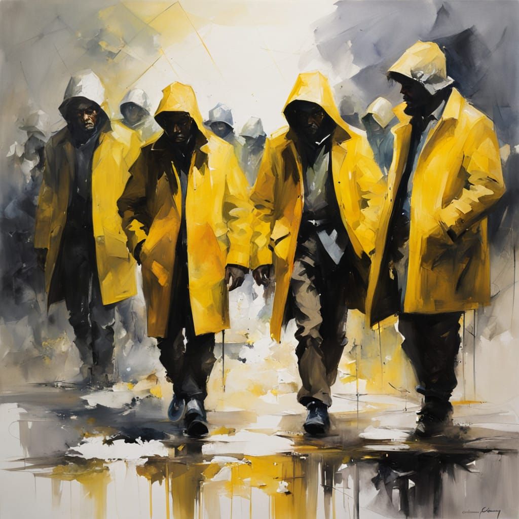 Fishermen in Yellow Coats Gather Around a Cubicuboctahedron