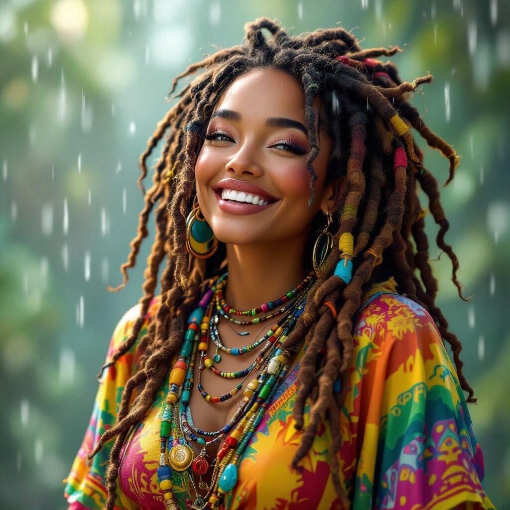 Joyful Woman with Dreadlocks in Detailed 3D Render