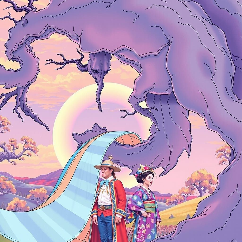 Matador, Harlequin, Geisha with Pink Human in Seraphinianus ...