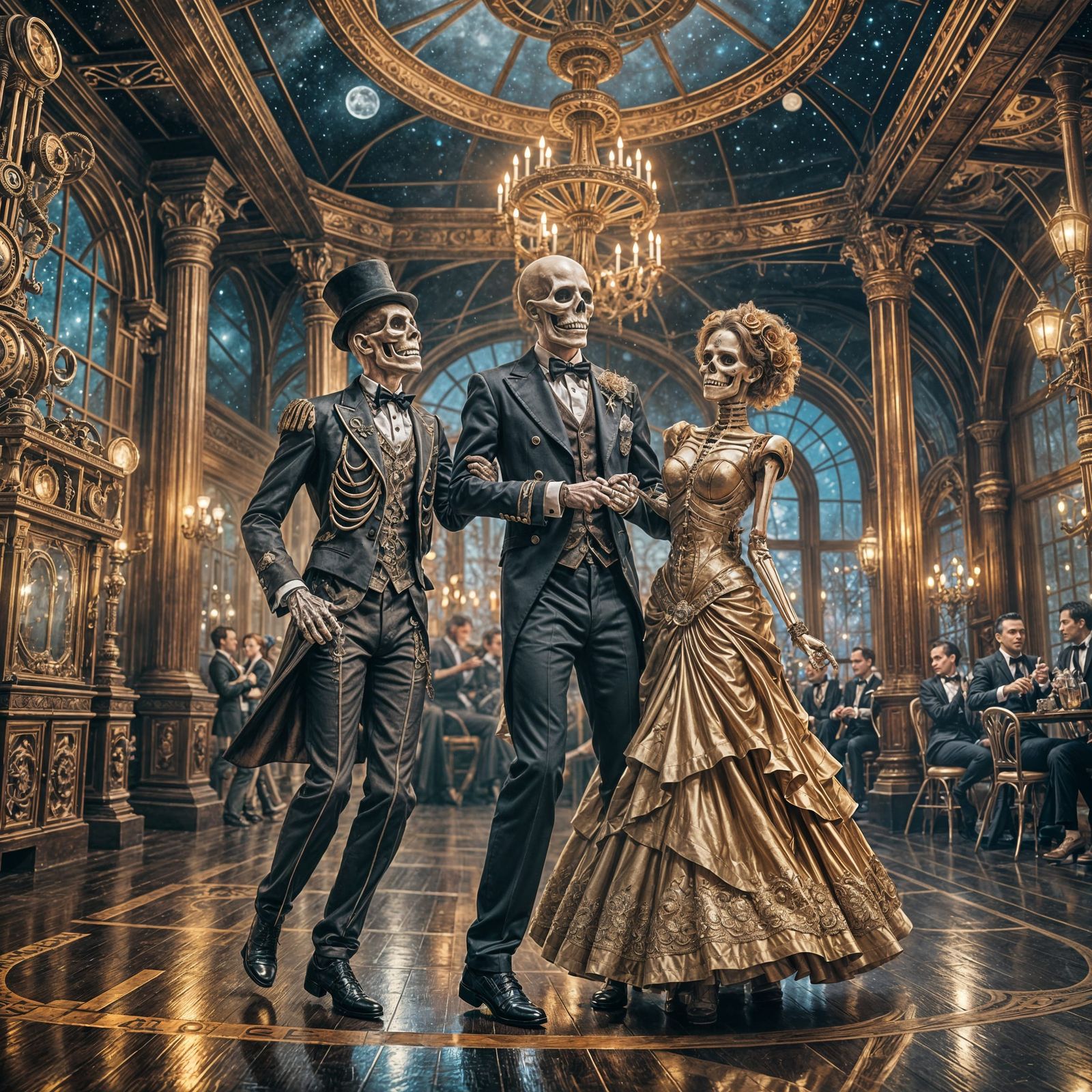 Skeleton Couple's Steampunk Prom Dance