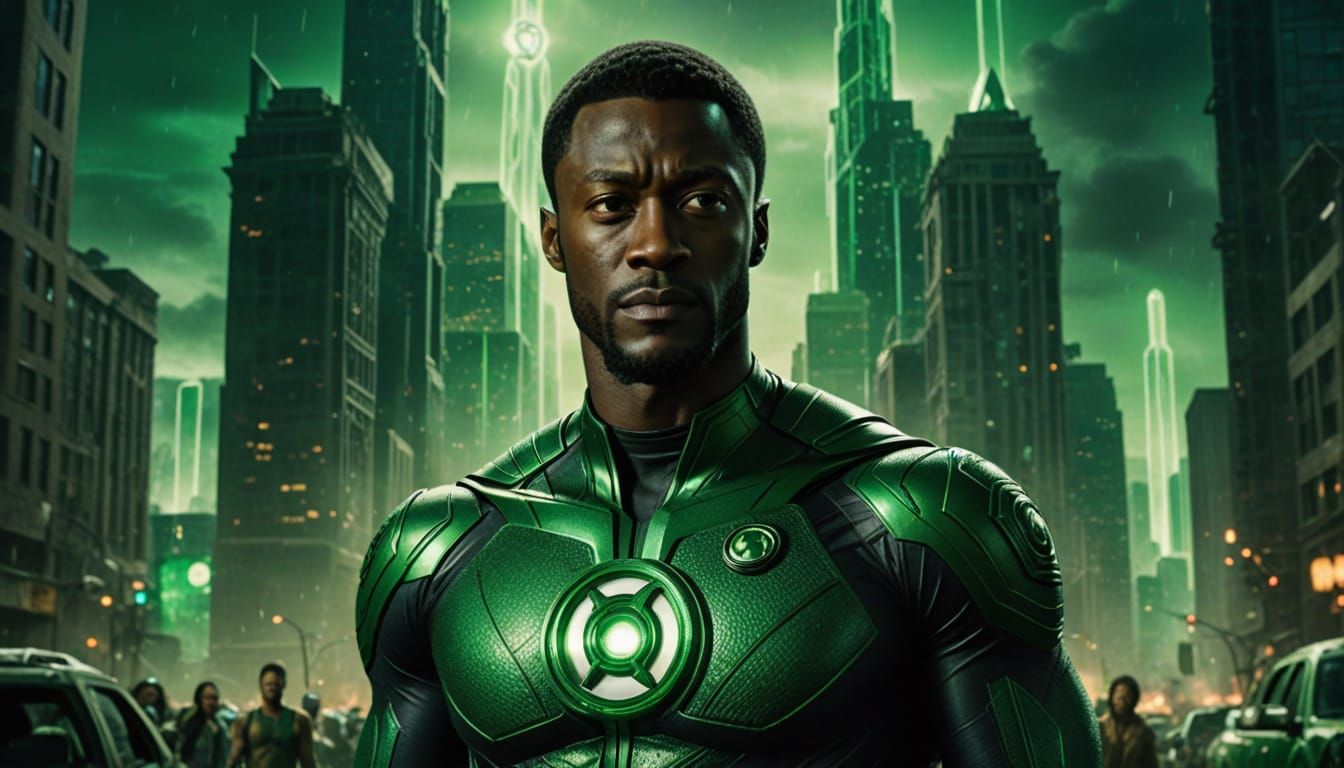 John Stewart as Green Lantern in a Desolate Emerald City