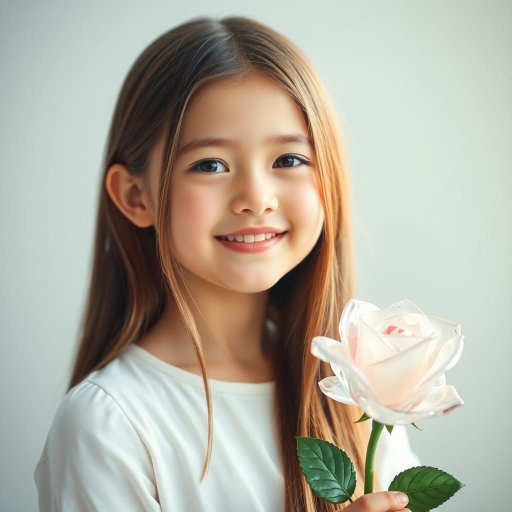 Girl with Glass Rose Portrait
