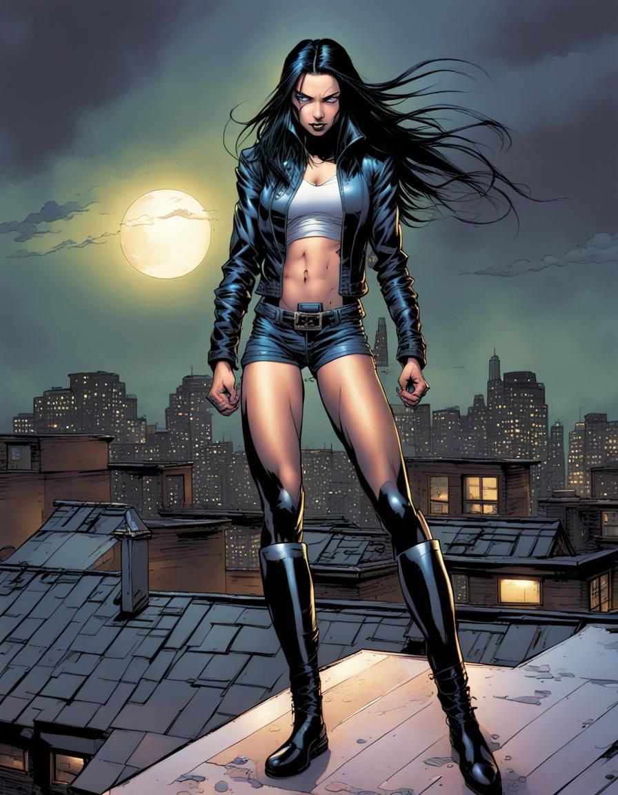 X-23 on Stormy Rooftop: A Marvel Comics Masterpiece