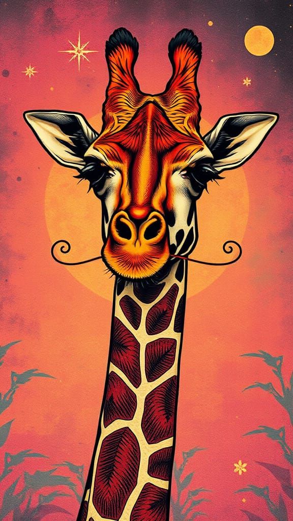 Grass Moustache Giraffe