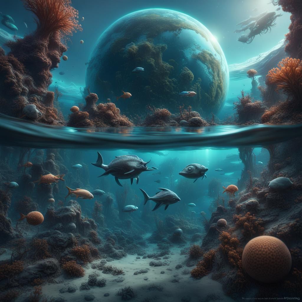 Alien Ocean World: Detailed Matte Painting