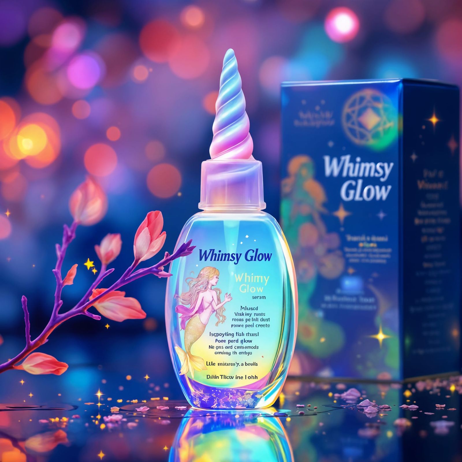 Magical Glow Serum in Unicorn Bottle with Holographic Mermai...