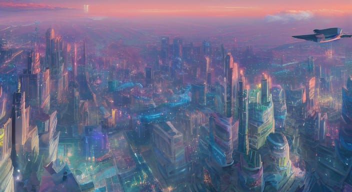 Magical Flying City Soars Above Clouds in Anime Style