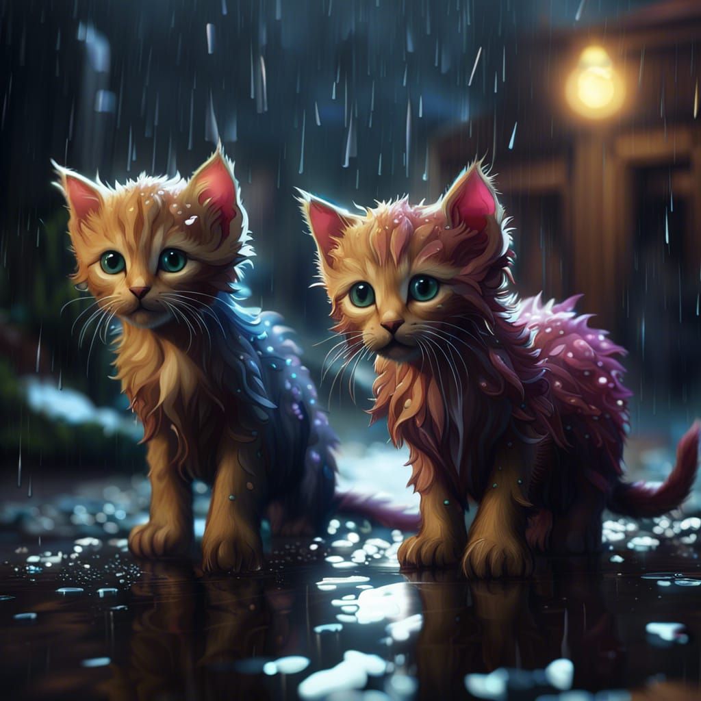 Kittens in the Rain: Detailed Matte Painting