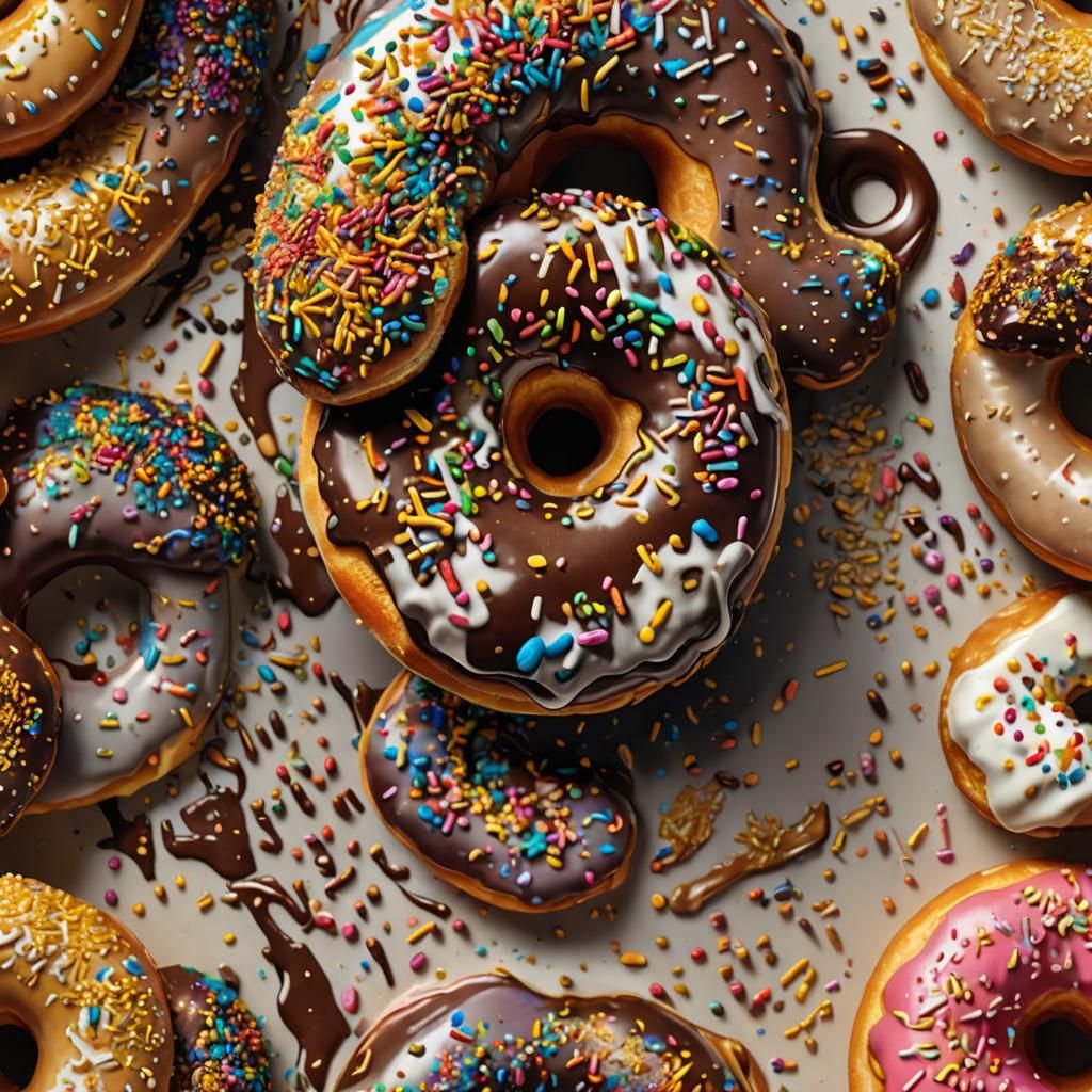 Gourmet Doughnut with Swirling Filling, Detailed Art