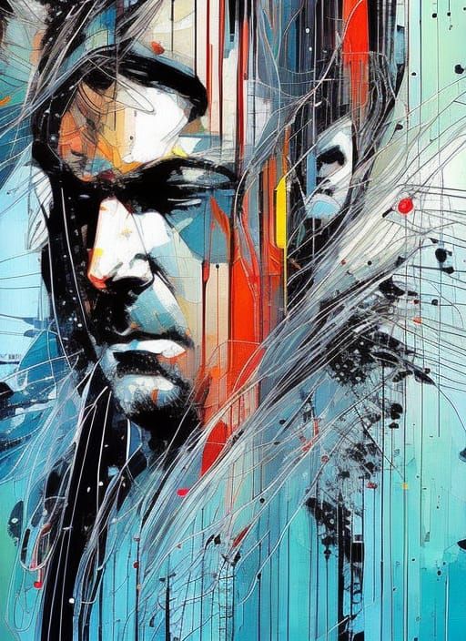 Cartoon Data Portrait in Dramatic Oil Painting Style