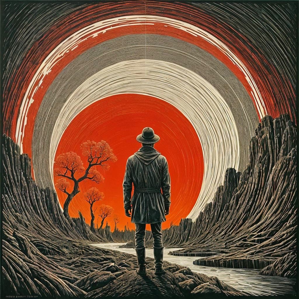 Kaleidoscopic Vortex Under Moonbeam, Digital Illustration