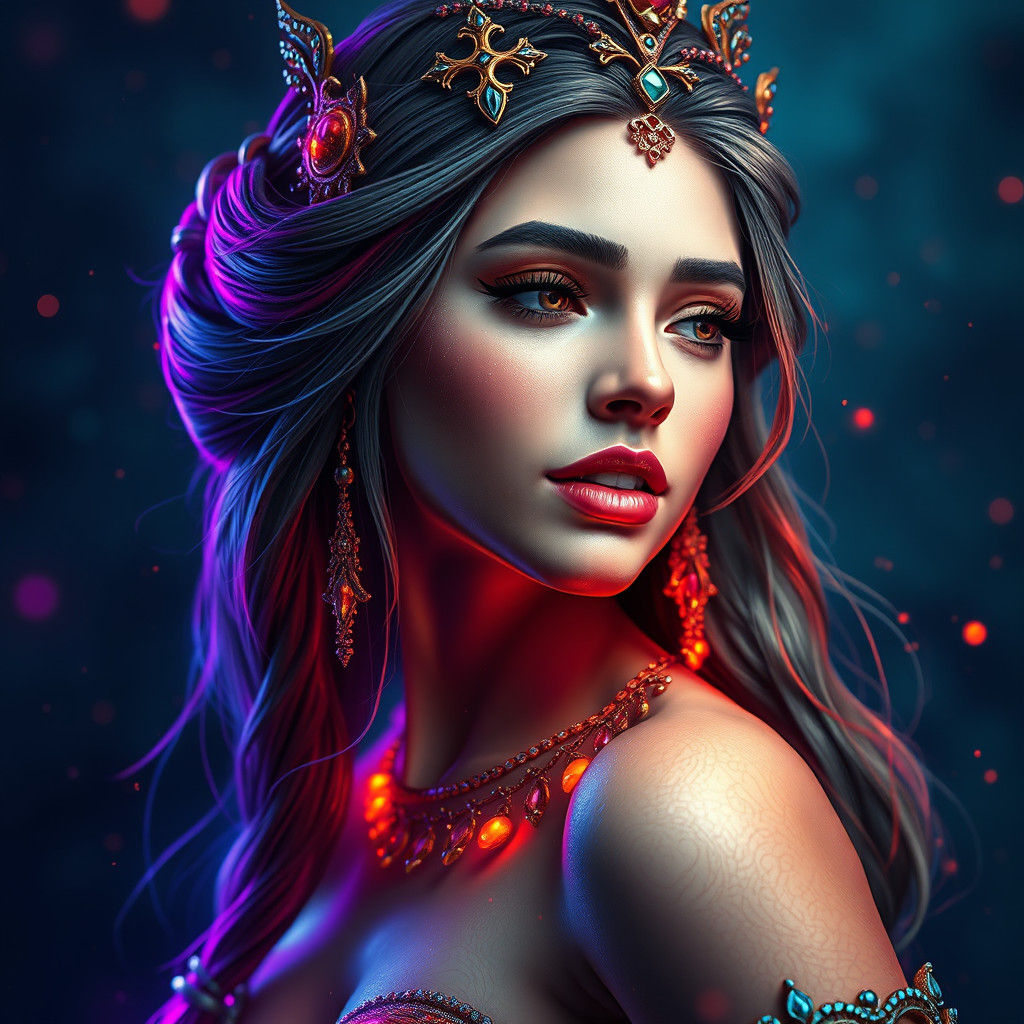 Mermaid Princess Portrait in Hyperdetailed Style