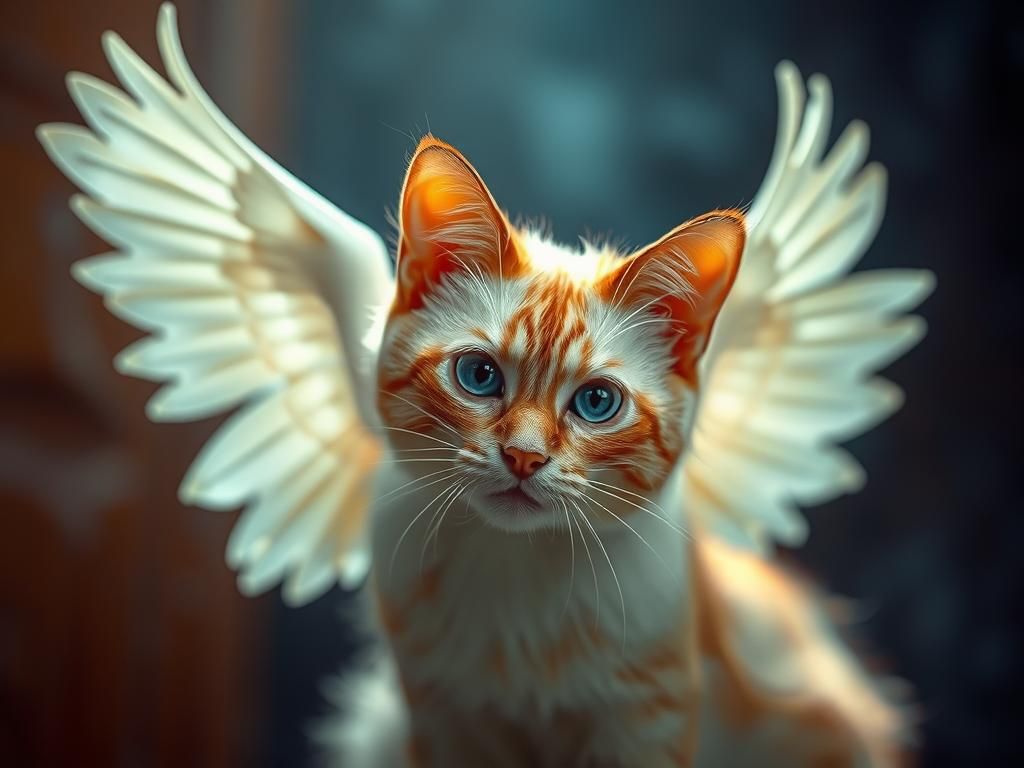 Winged Siamese Cat in Cinematic Style