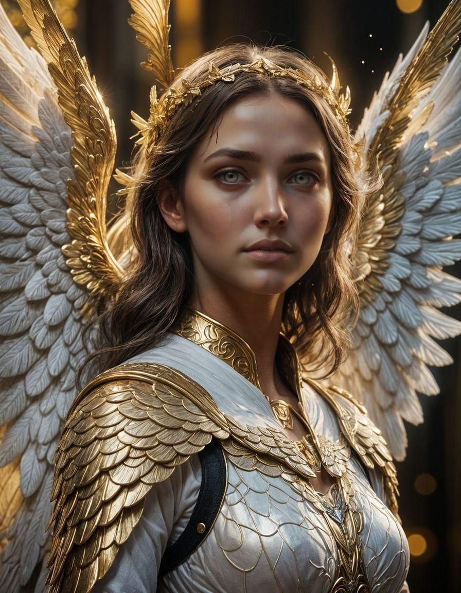 Guardian Angel Woman Face in Hyperrealistic Style