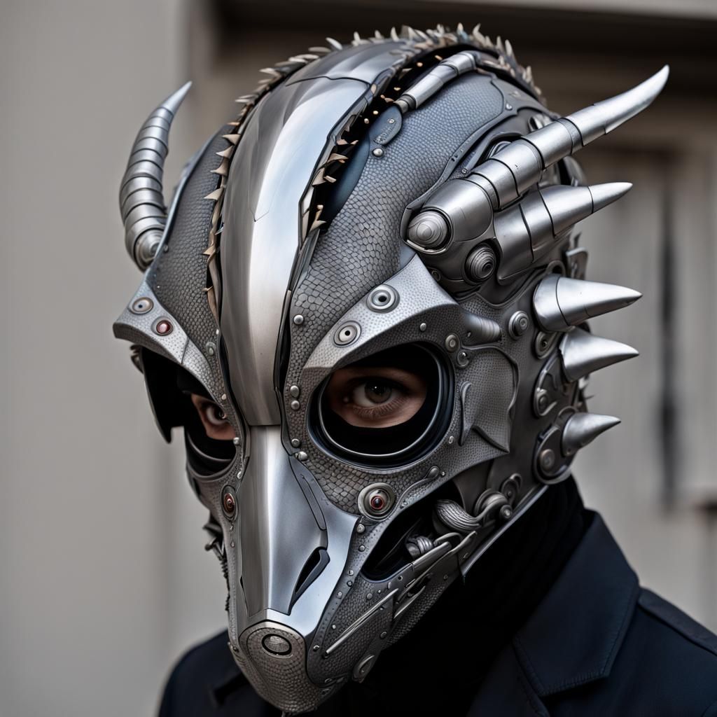 Magic-Punk Dragon Scale Robotic Mask: Detailed Costume