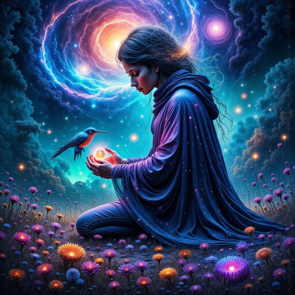 Cosmic Poet in an Obsidian Meadow