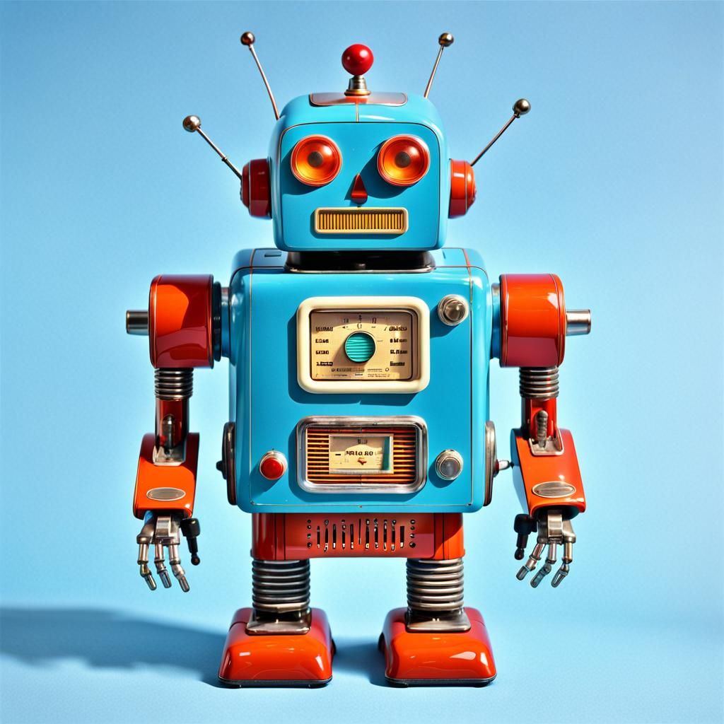 Retro Toy Robot with Visible Mechanics
