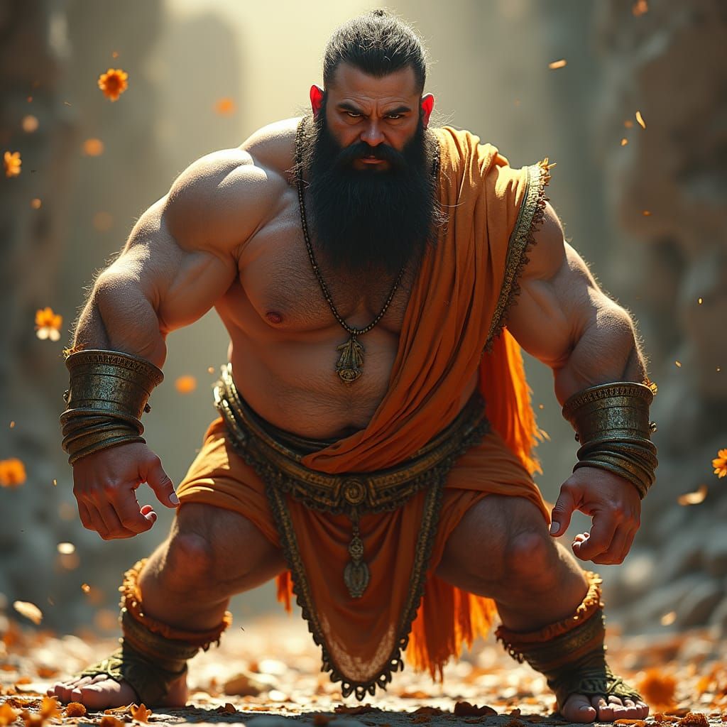 Greek Wrestler in Dreamlike Environment, as Matte Painting