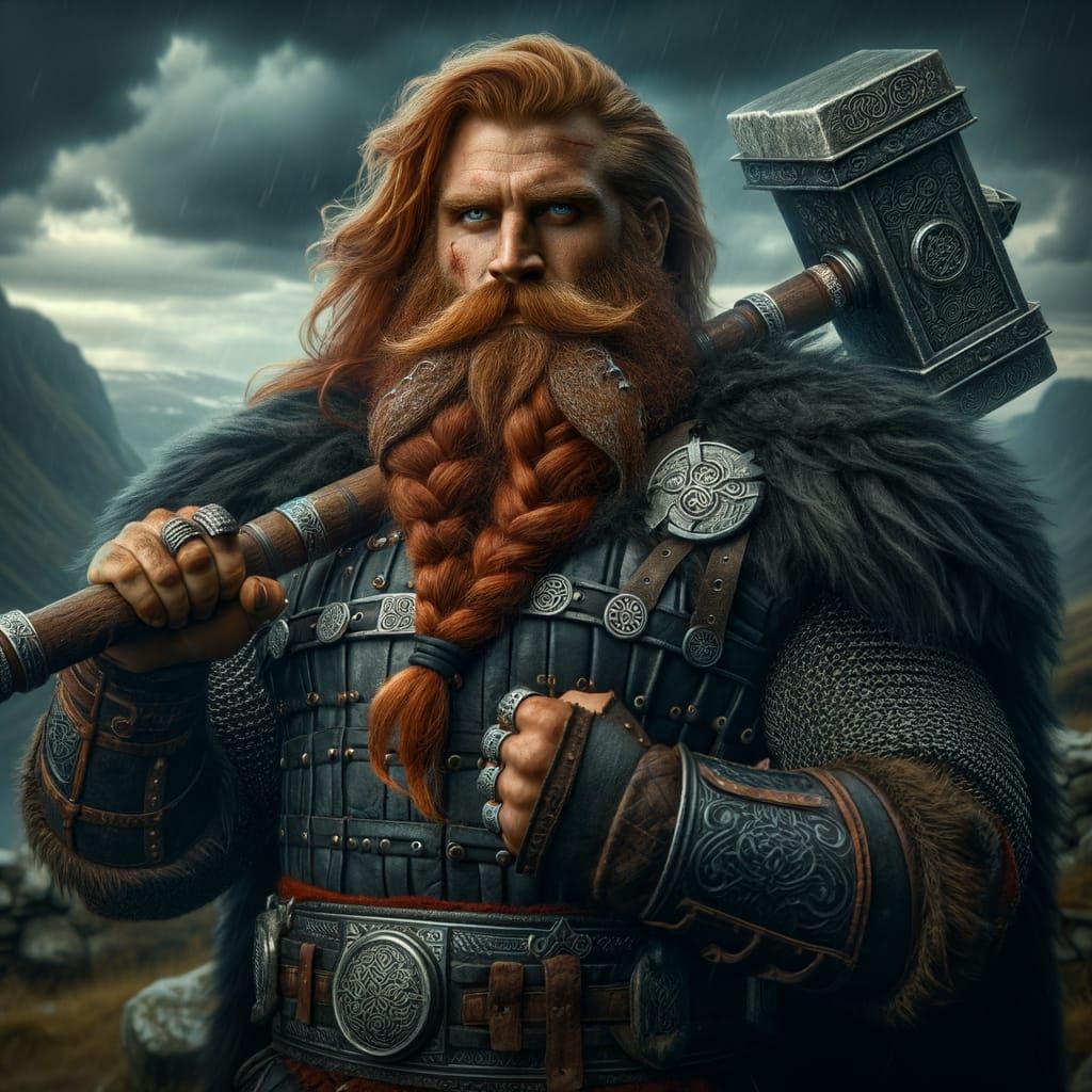 Mighty Dwarf Warrior in High-Fantasy Battle
