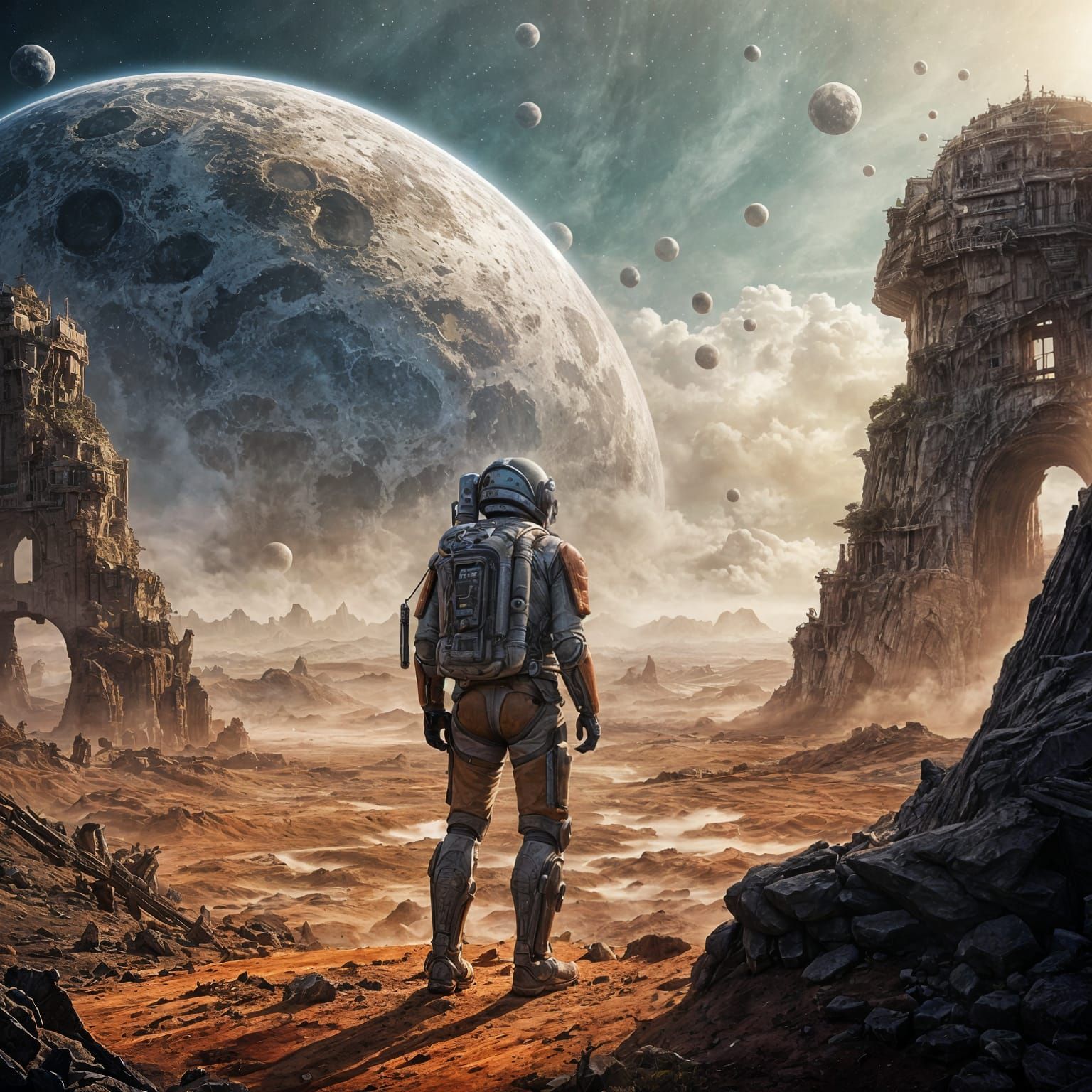 Explorers Stand Awe-Struck Before a Colossal Alien Structure...