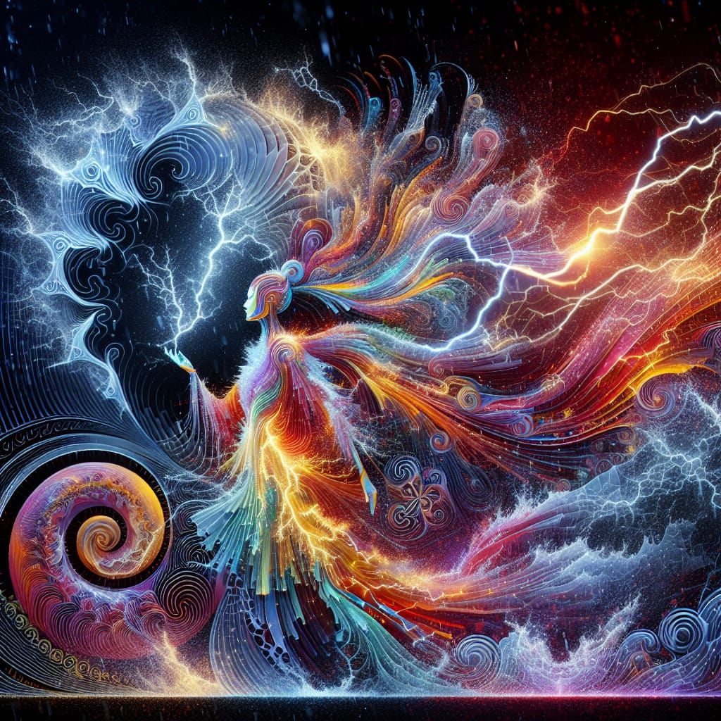 Hyperrealistic Lady of Vibrant Lightning