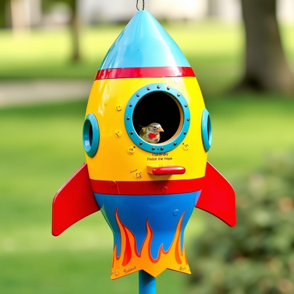 Rocket Birdhouse: A Whimsical Avian Abode
