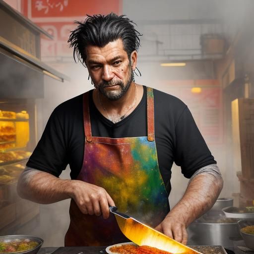 Döner Kebap Chef: Impasto Oil Painting