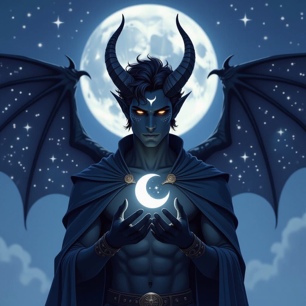 Night Dragon Humanoid with Constellation Wings
