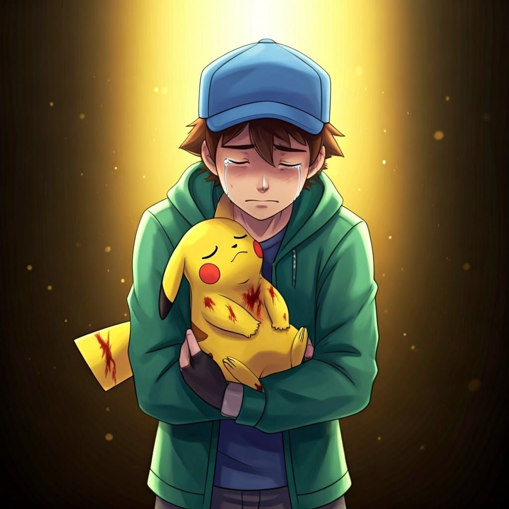 Pokémon Trainer Mourns Loss in Watercolor Style