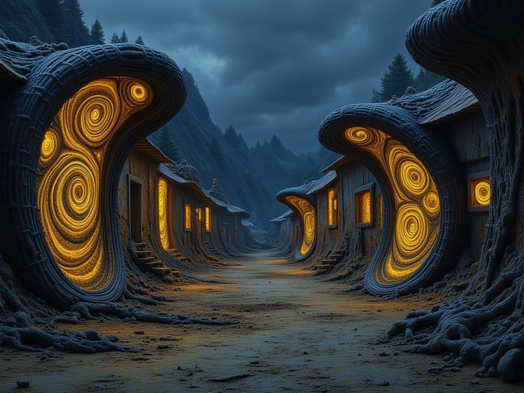 Glowing Portals in a Desolate Slum